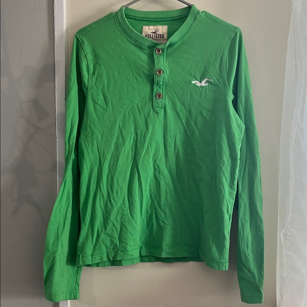 Hollister Green Long Sleeve Henley Tee
